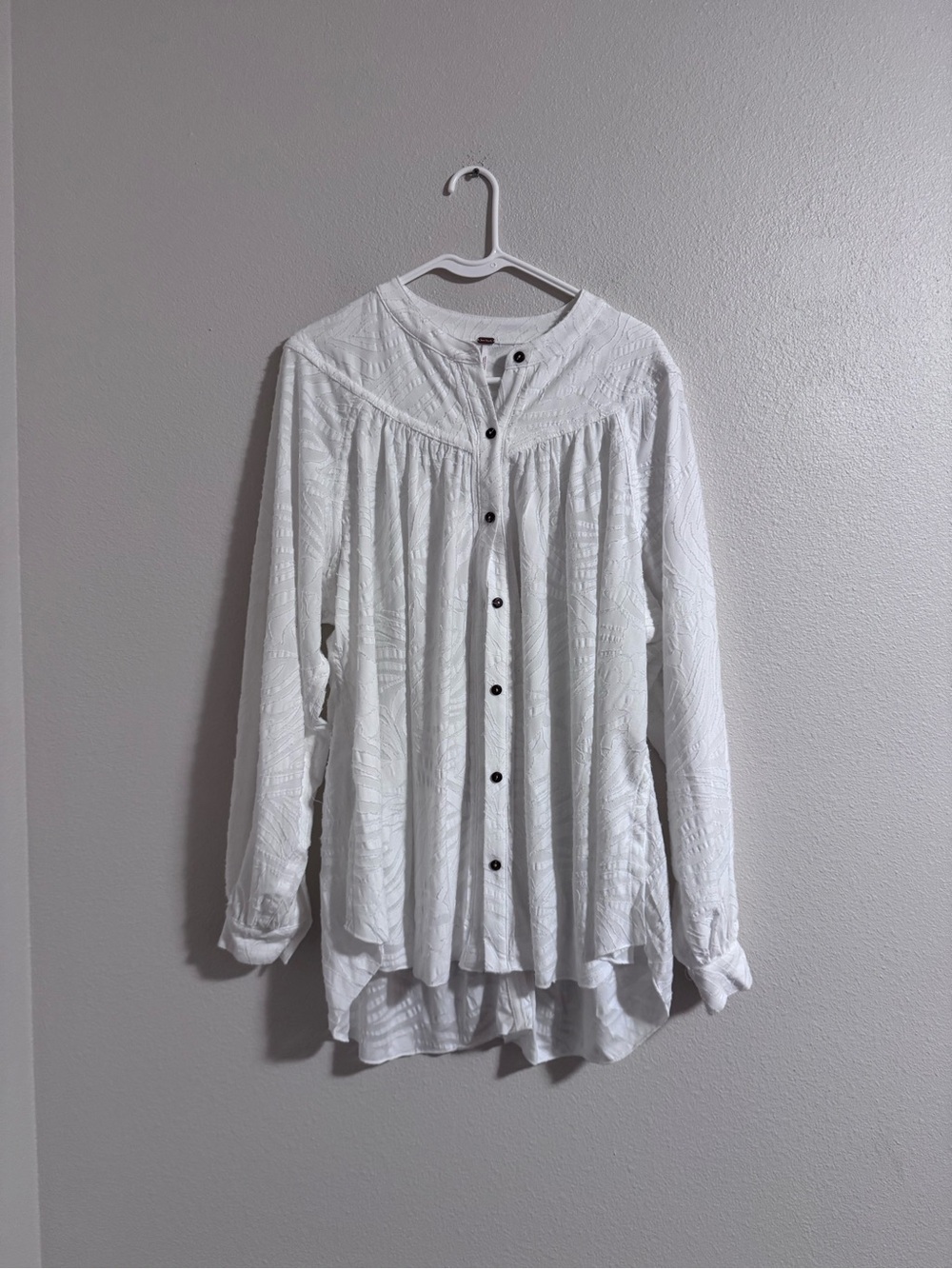 Free people Women's White Button-Front Textured Blouse